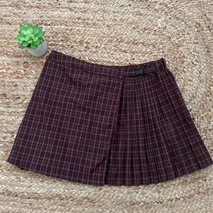 MINI PLAID RUFFLE BUCKLE SKIRT